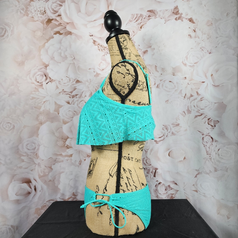 Turquoise Ruffle Flounce Matching Bikini Set - Picture 4 of 9